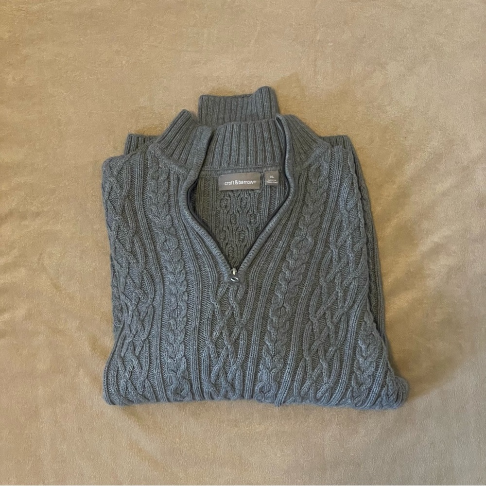 cute zip-up knitted collared sweater
